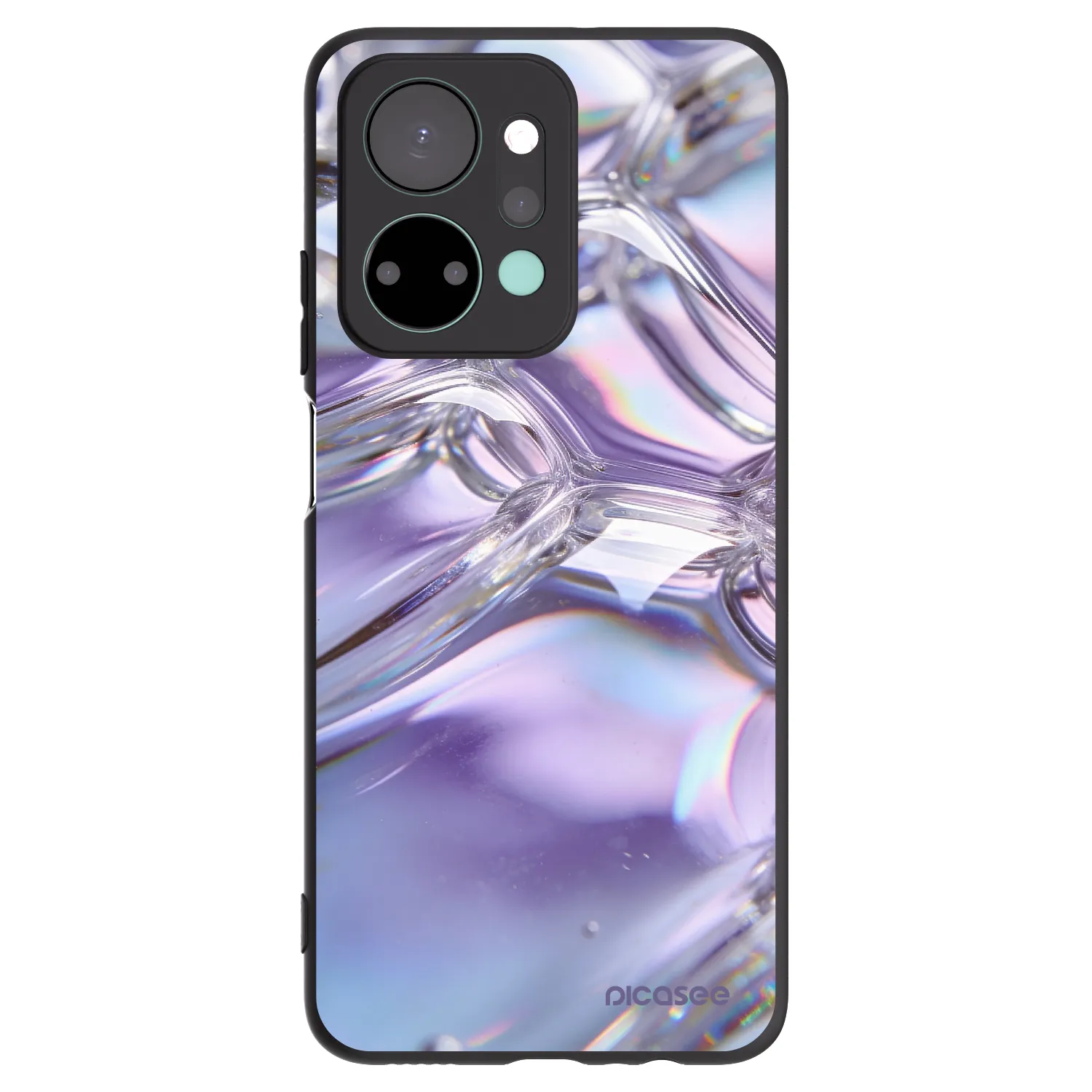 Picasee silikónový čierny obal pre Honor X7a - Iridescent bubbles