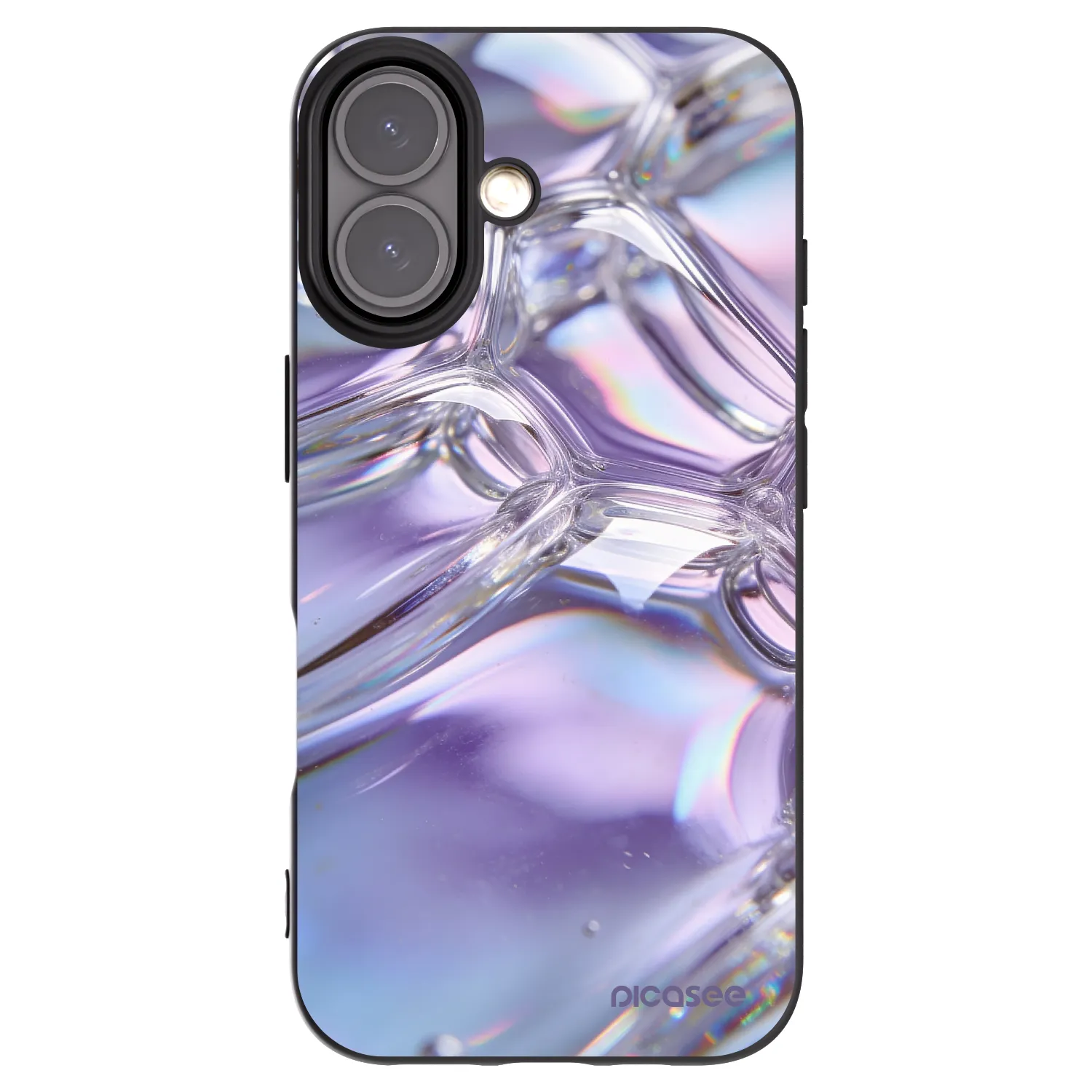 Picasee silikónový čierny obal pre Apple iPhone 16 - Iridescent bubbles