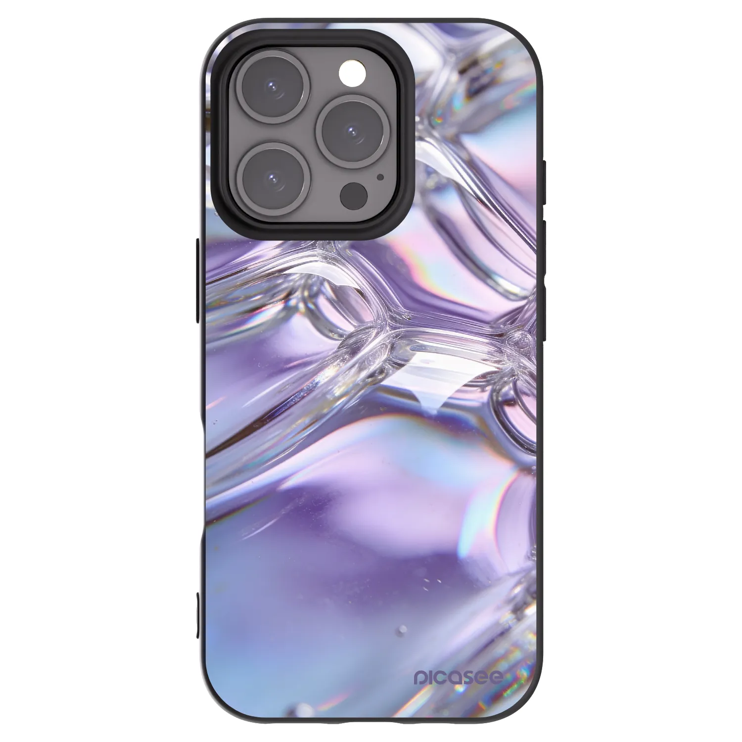 Picasee silikónový čierny obal pre Apple iPhone 16 Pro - Iridescent bubbles