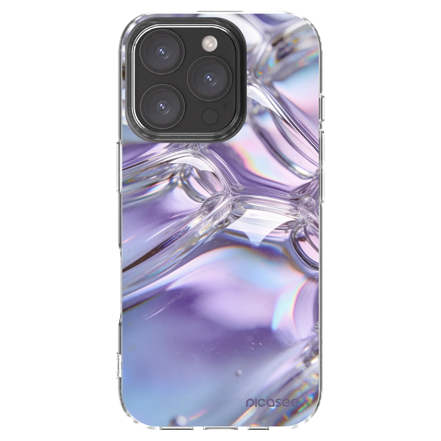 Picasee silikónový prehľadný obal pre Apple iPhone 16 Pro - Iridescent bubbles