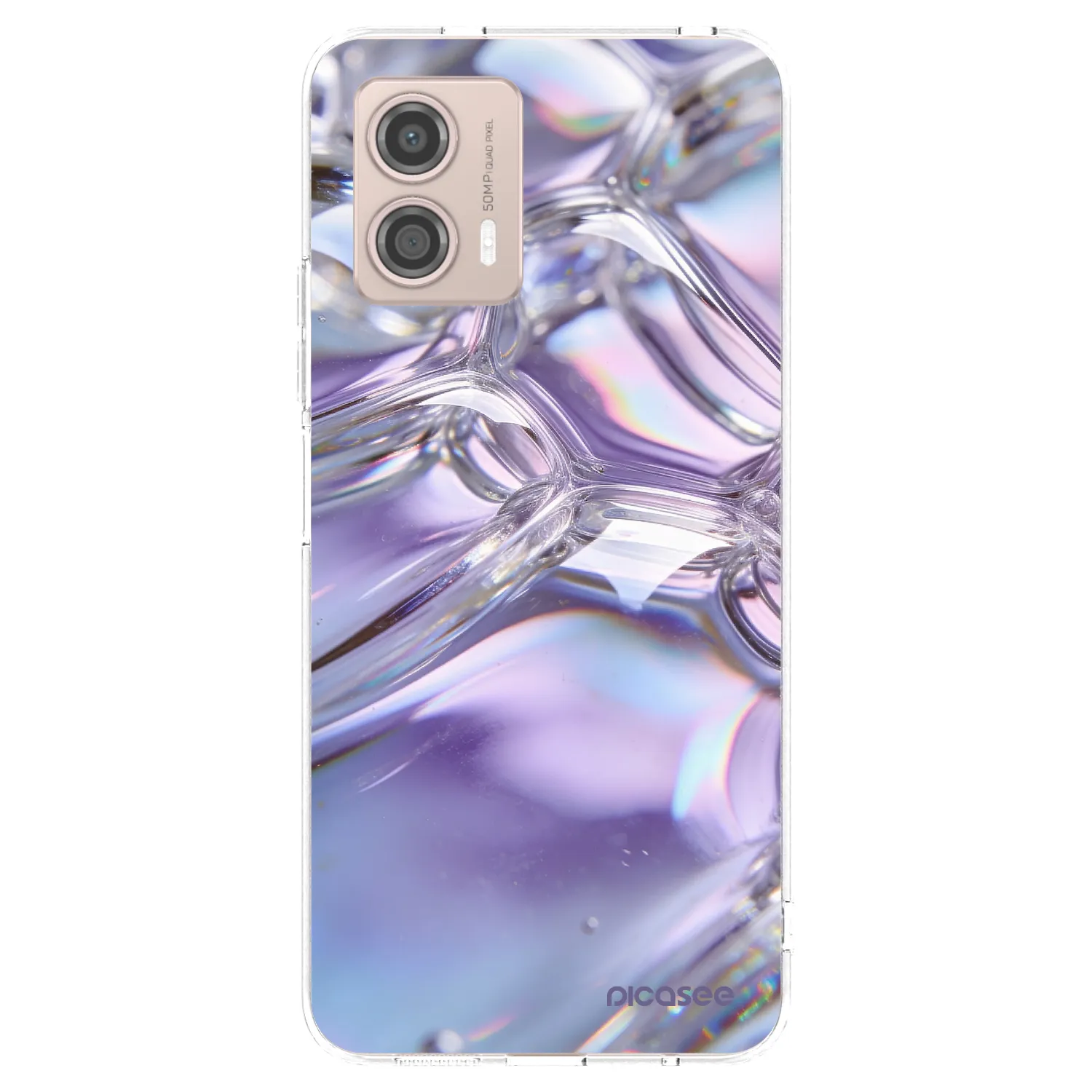 Picasee silikónový prehľadný obal pre Motorola Moto G53 5G - Iridescent bubbles