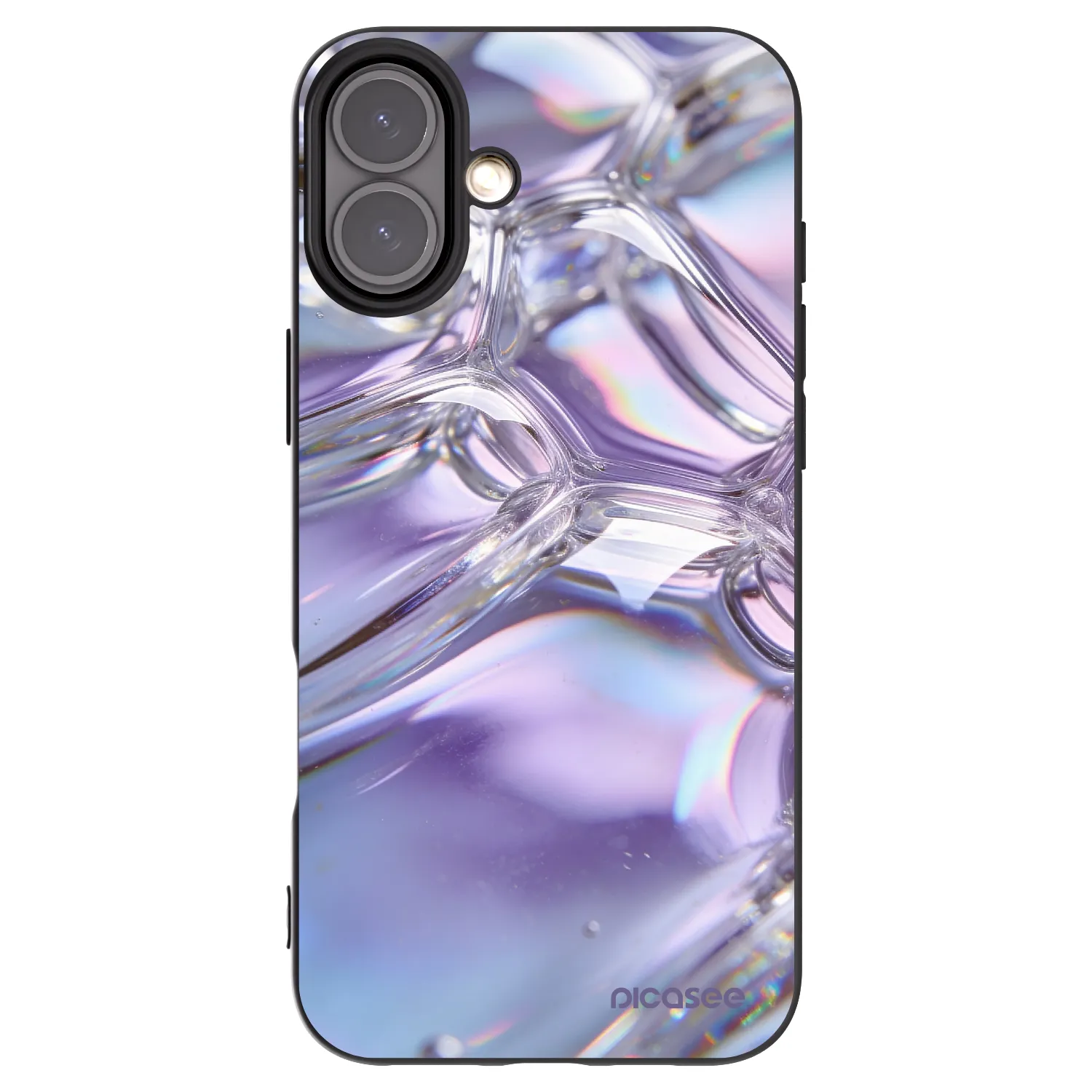 Picasee silikónový čierny obal pre Apple iPhone 16 Plus - Iridescent bubbles