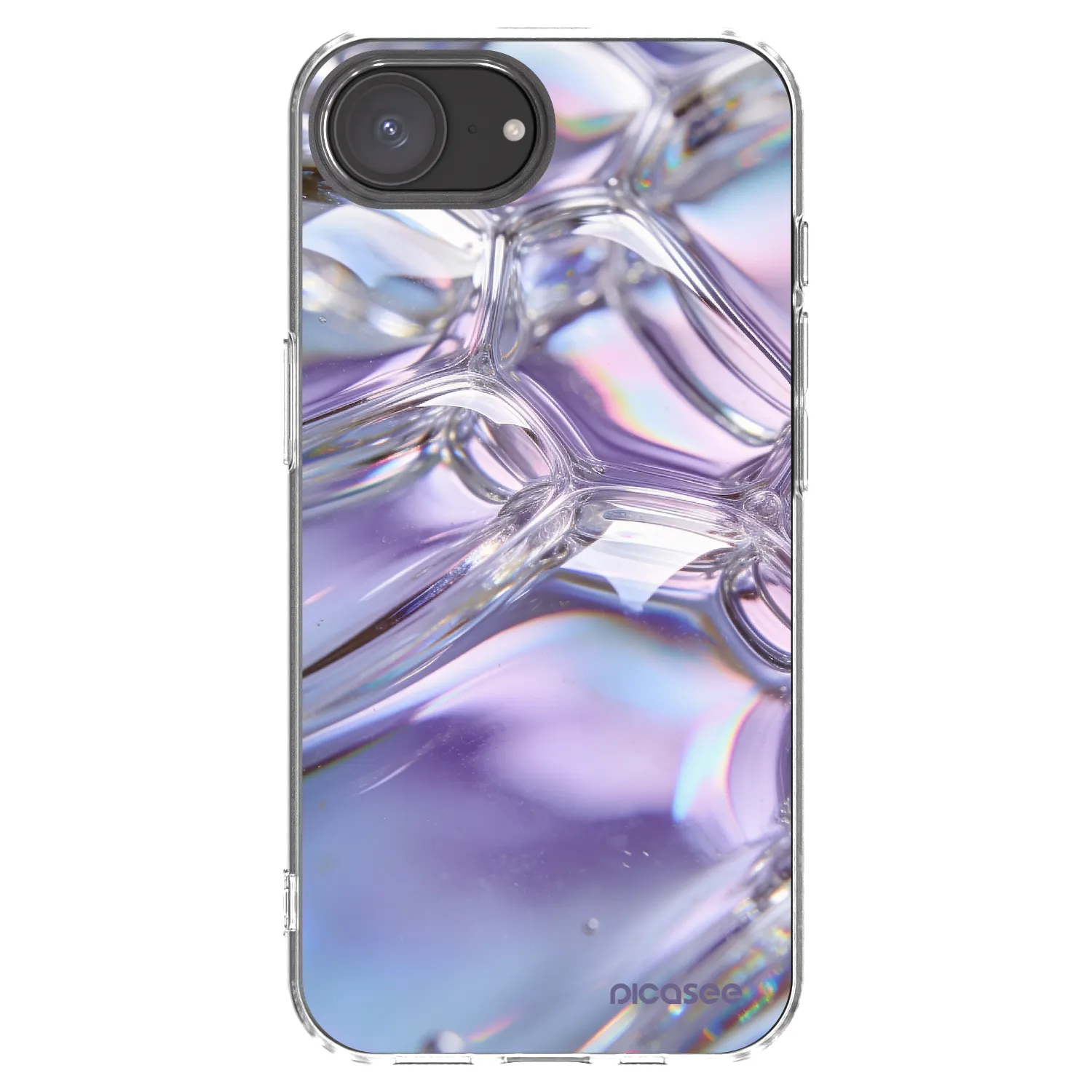 Picasee silikónový prehľadný obal pre Apple iPhone 16e - Iridescent bubbles