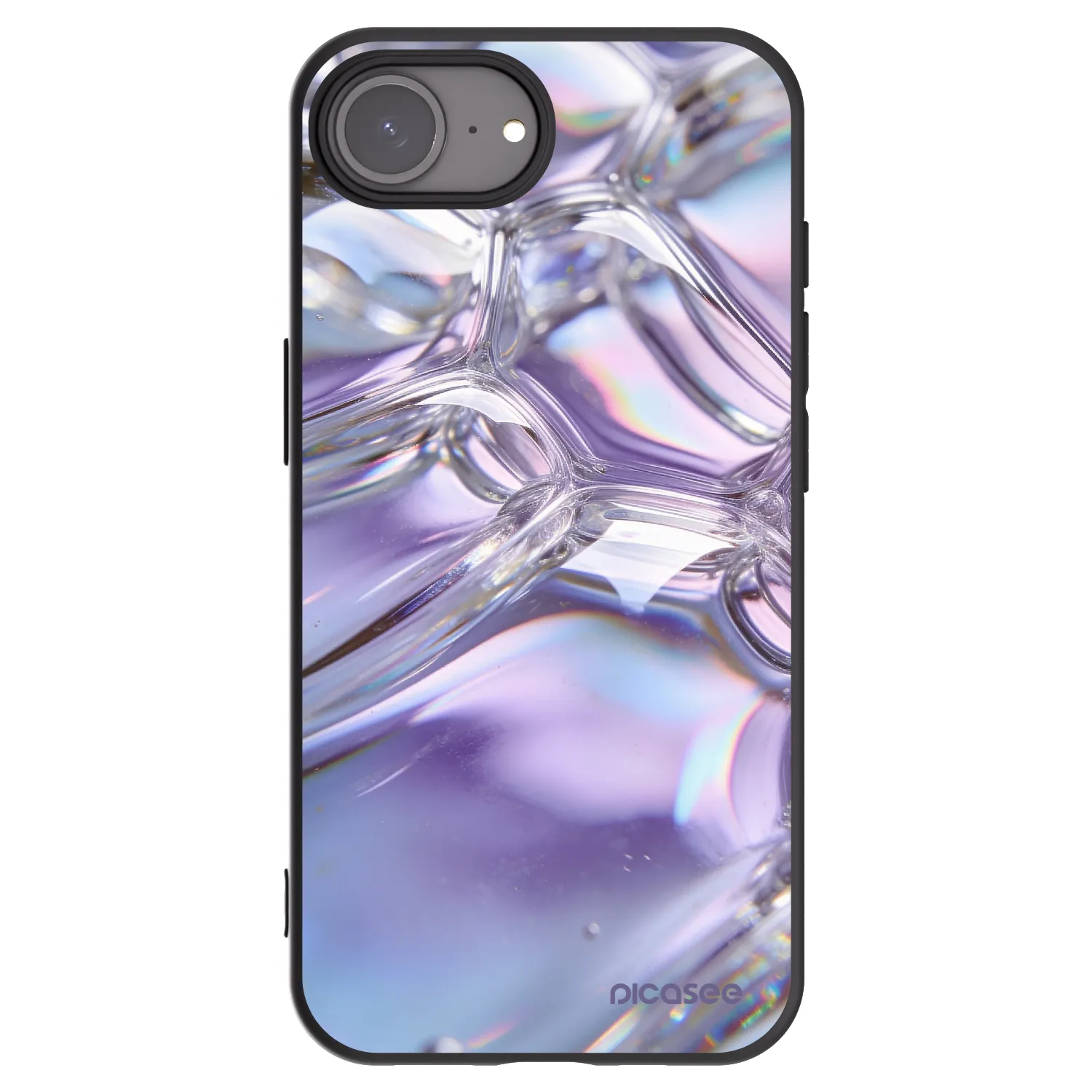 Picasee silikónový čierny obal pre Apple iPhone 16e - Iridescent bubbles