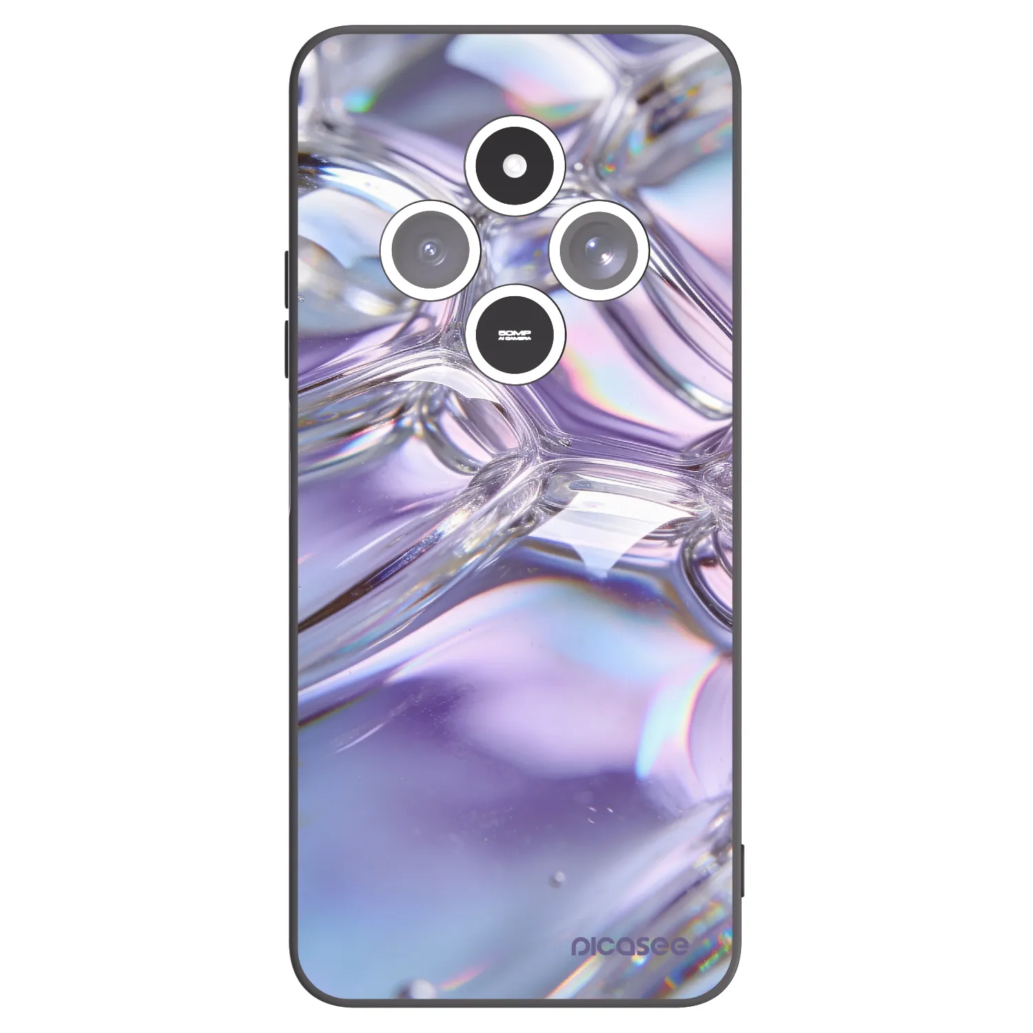 Picasee silikónový čierny obal pre Xiaomi Redmi 14C - Iridescent bubbles