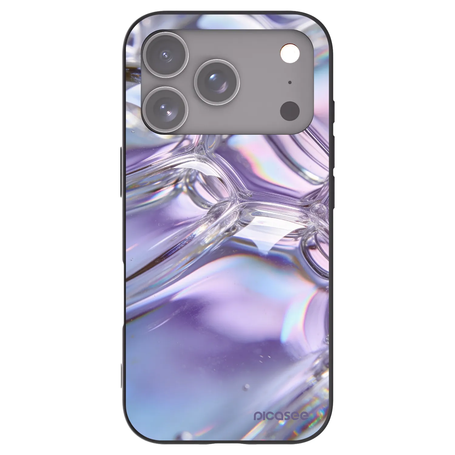 Picasee silikónový čierny obal pre Apple iPhone 17 Pro - Iridescent bubbles