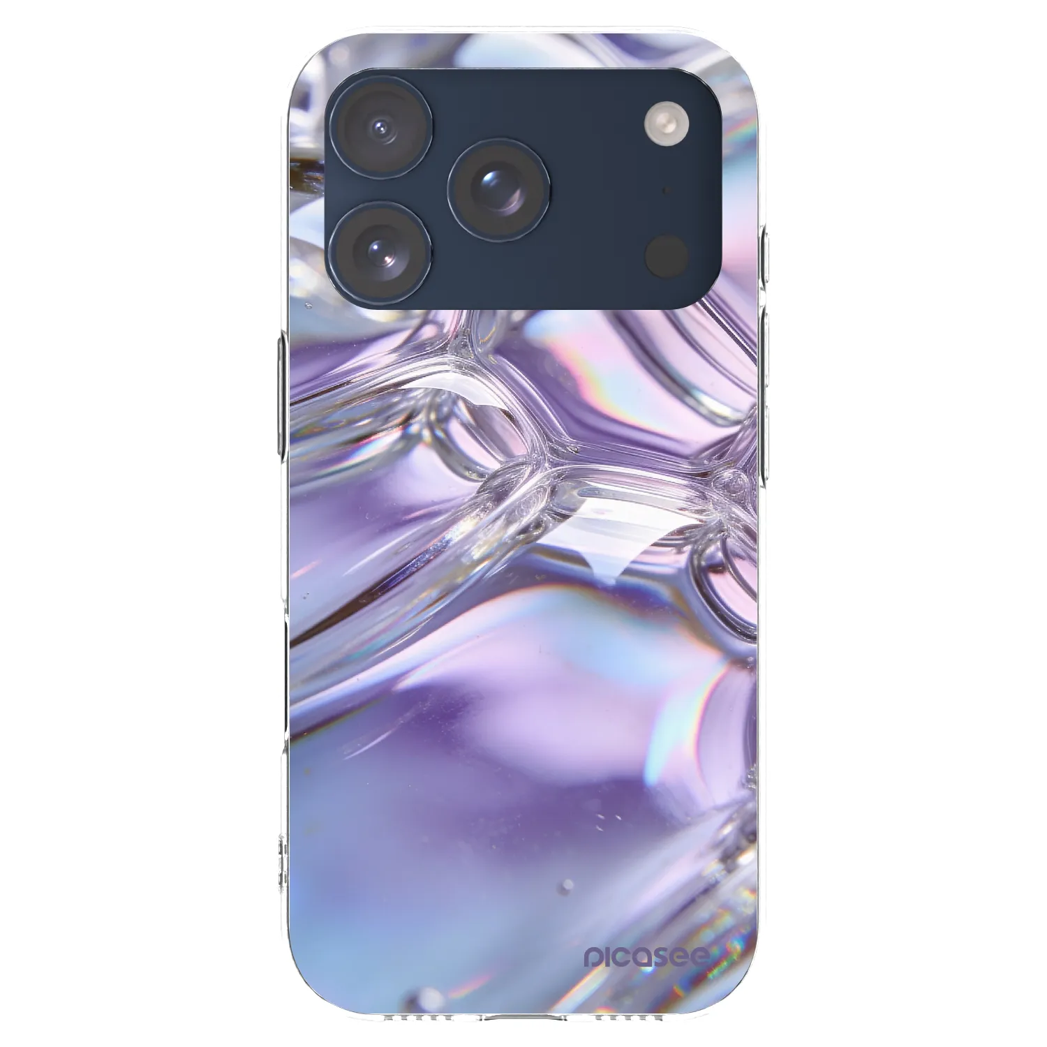Picasee silikónový prehľadný obal pre Apple iPhone 17 Pro - Iridescent bubbles