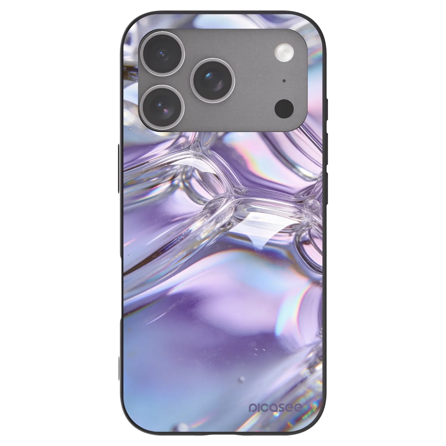 Picasee silikónový čierny obal pre Apple iPhone 18 Pro - Iridescent bubbles