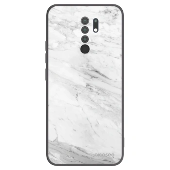 Picasee silikónový čierny obal pre Xiaomi Redmi 9 - White marble