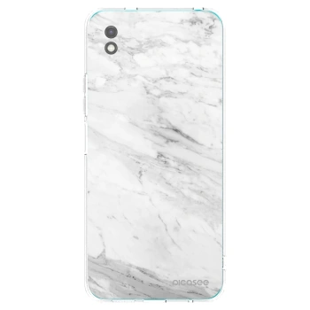 Picasee silikónový čierny obal pre Xiaomi Redmi 9A - White marble