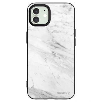 Picasee silikónový čierny obal pre Apple iPhone 12 - White marble