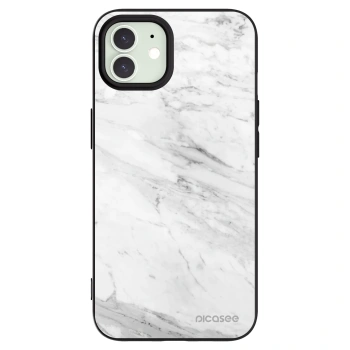 Picasee silikónový čierny obal pre Apple iPhone 12 Pro - White marble