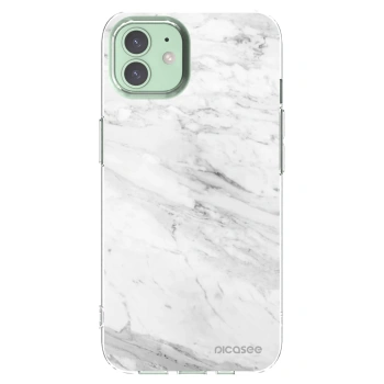 Picasee silikónový prehľadný obal pre Apple iPhone 12 Pro - White marble