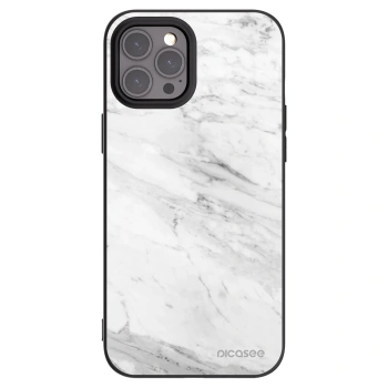Picasee silikónový čierny obal pre Apple iPhone 12 Pro Max - White marble