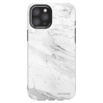 Picasee silikónový prehľadný obal pre Apple iPhone 12 Pro Max - White marble