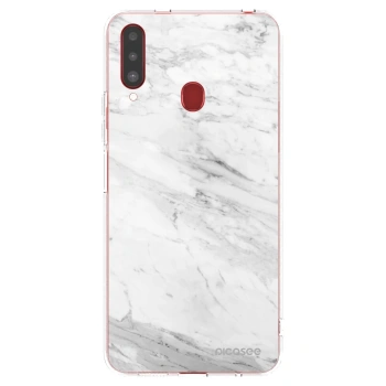 Picasee silikónový prehľadný obal pre Samsung Galaxy A20s - White marble