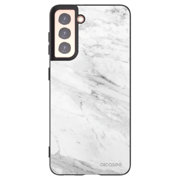 Picasee silikónový čierny obal pre Samsung Galaxy S21 5G G991B - White marble