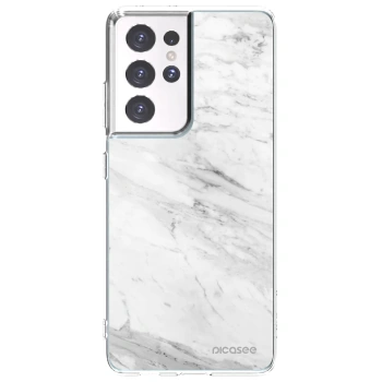 Picasee silikónový prehľadný obal pre Samsung Galaxy S21 Ultra 5G G998B - White marble