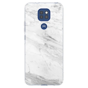 Picasee silikónový prehľadný obal pre Motorola Moto G9 Play - White marble