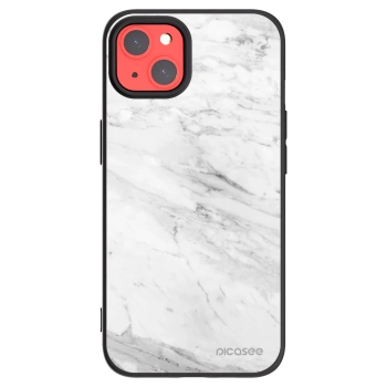Picasee silikónový čierny obal pre Apple iPhone 13 - White marble