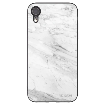 Picasee silikónový čierny obal pre Apple iPhone XR - White marble