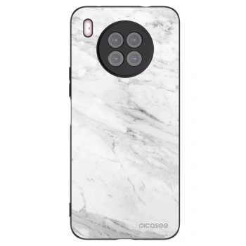Picasee silikónový čierny obal pre Huawei Nova 8i - White marble