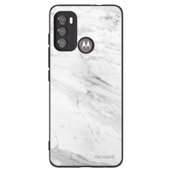 Picasee silikónový čierny obal pre Motorola Moto G60 - White marble