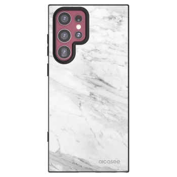 Picasee silikónový čierny obal pre Samsung Galaxy S22 Ultra 5G - White marble