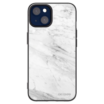 Picasee silikónový čierny obal pre Apple iPhone 14 - White marble