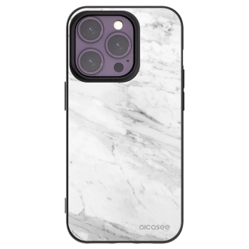 Picasee silikónový čierny obal pre Apple iPhone 14 Pro - White marble