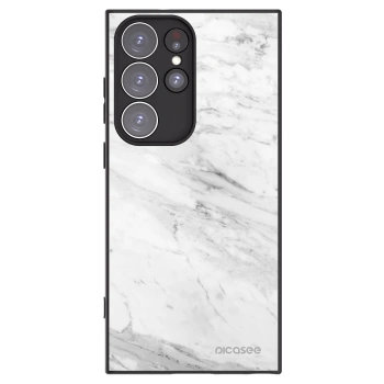 Picasee silikónový čierny obal pre Samsung Galaxy S23 Ultra 5G - White marble