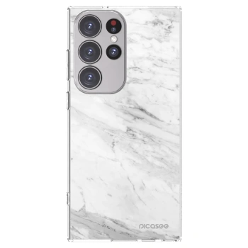 Picasee silikónový prehľadný obal pre Samsung Galaxy S23 Ultra 5G - White marble
