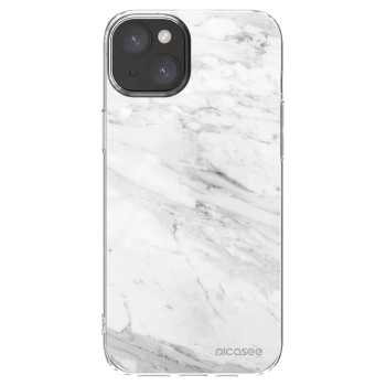 Picasee silikónový prehľadný obal pre Apple iPhone 15 Plus - White marble