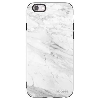 Picasee silikónový čierny obal pre Apple iPhone 6/6S - White marble