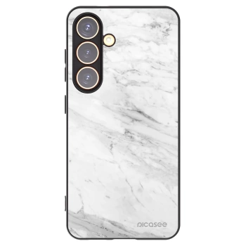 Picasee silikónový čierny obal pre Samsung Galaxy S24 S921B 5G - White marble