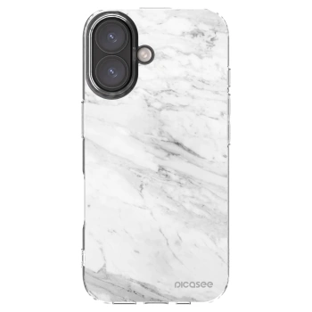 Picasee silikónový prehľadný obal pre Apple iPhone 16 - White marble