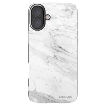 Picasee silikónový prehľadný obal pre Apple iPhone 16 Plus - White marble