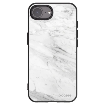 Picasee silikónový čierny obal pre Apple iPhone 16e - White marble