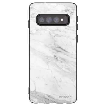 Picasee silikónový čierny obal pre Samsung Galaxy S10 G973 - White marble