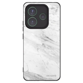 Picasee silikónový čierny obal pre Xiaomi Redmi Note 14 5G - White marble