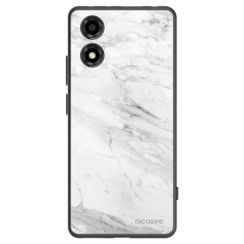 Picasee silikónový čierny obal pre Motorola Moto E14 - White marble