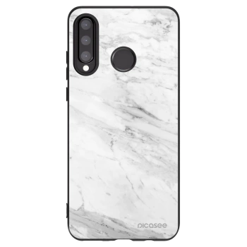 Picasee silikónový čierny obal pre Huawei P30 Lite - White marble