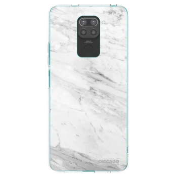 Picasee silikónový čierny obal pre Xiaomi Redmi Note 9 - White marble