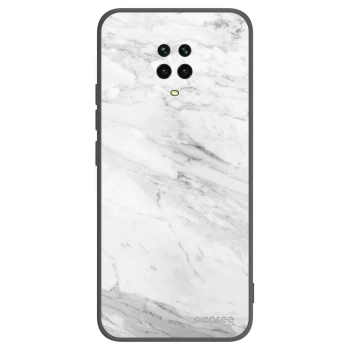 Picasee silikónový čierny obal pre Xiaomi Redmi Note 9S - White marble