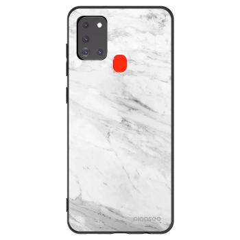 Picasee silikónový čierny obal pre Samsung Galaxy A21s - White marble