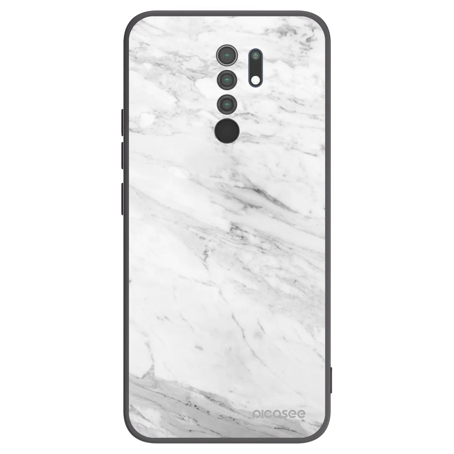 Picasee silikónový čierny obal pre Xiaomi Redmi 9 - White marble