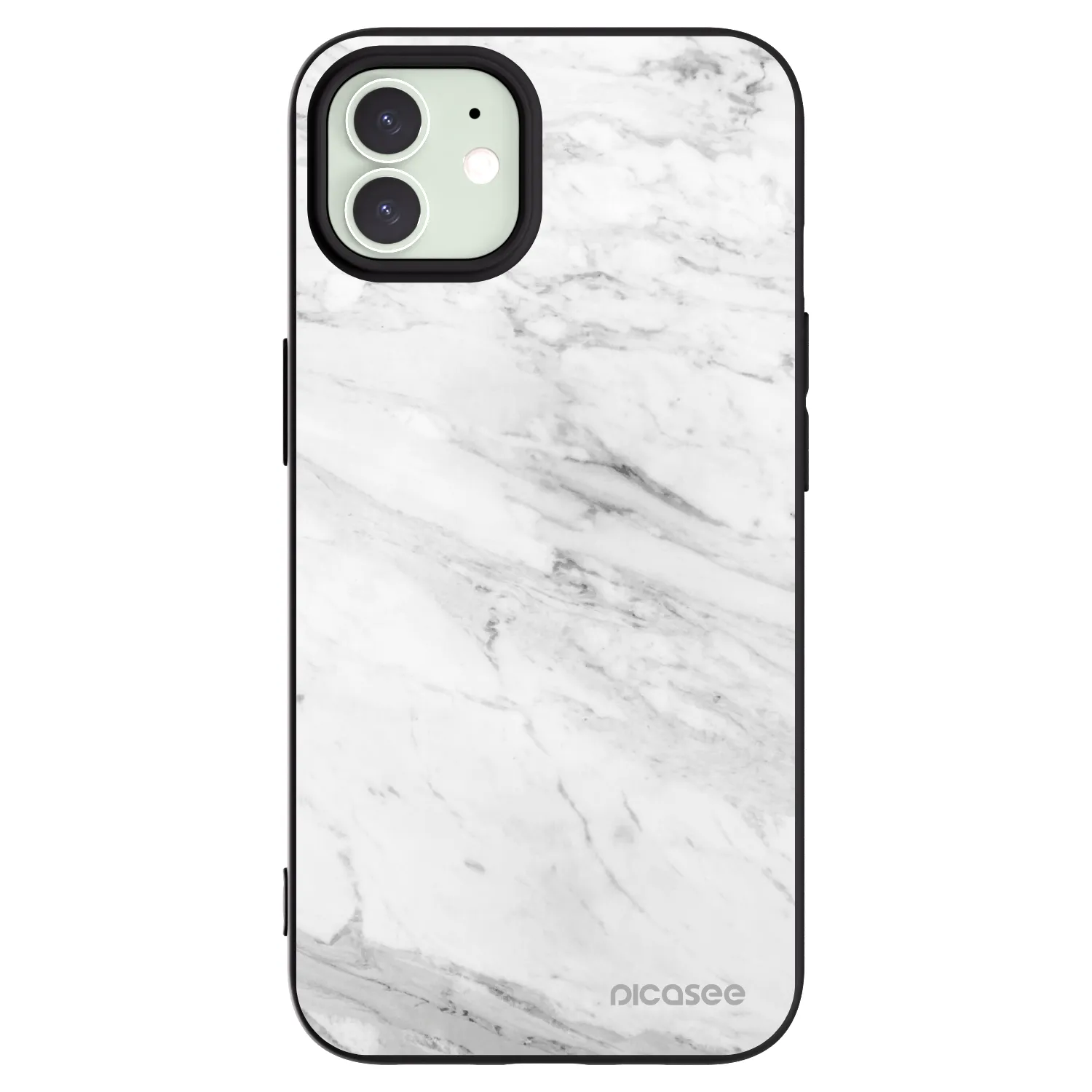 Picasee silikónový čierny obal pre Apple iPhone 12 - White marble