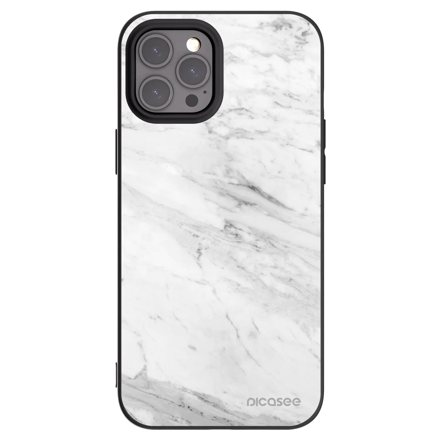 Picasee silikónový čierny obal pre Apple iPhone 12 Pro Max - White marble