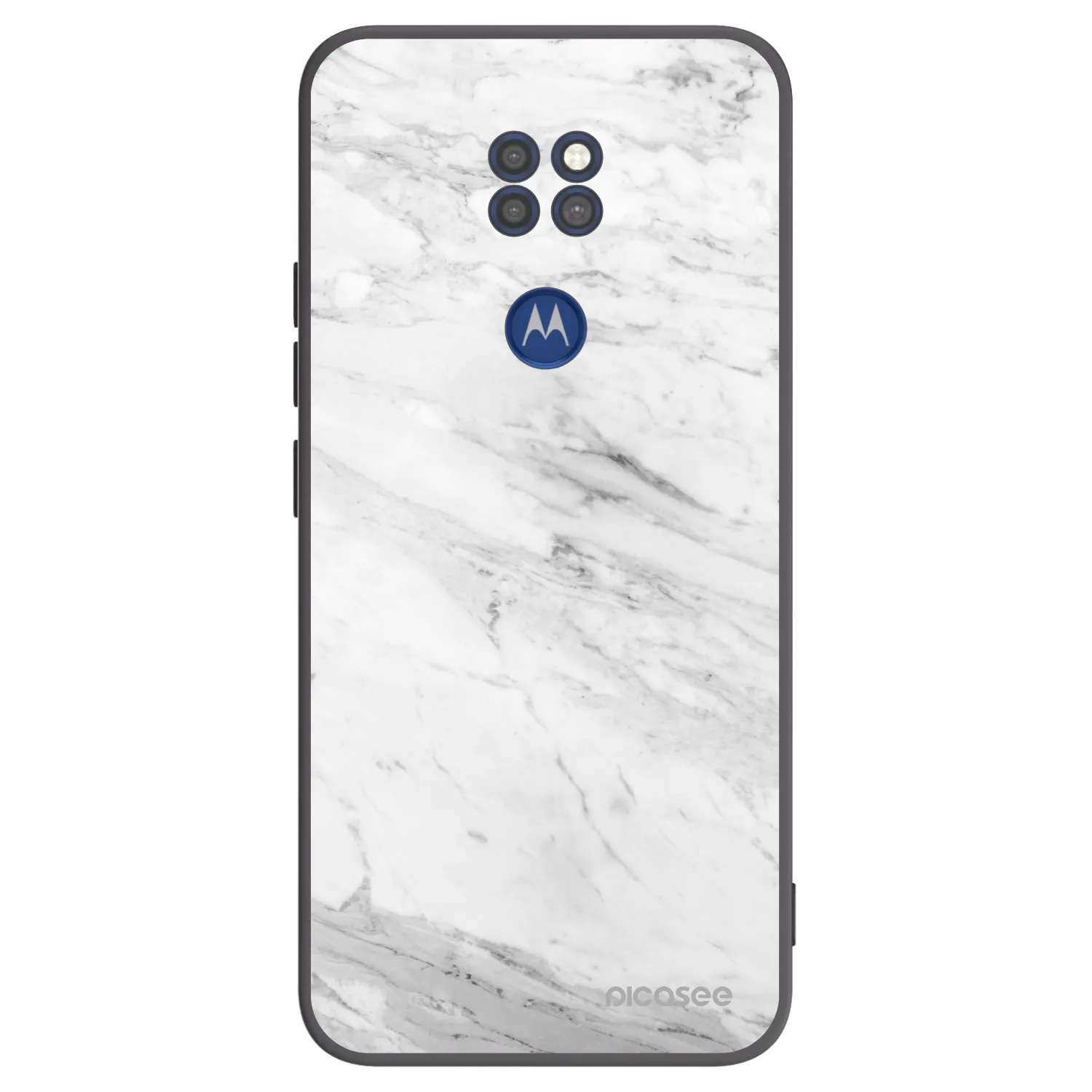 Picasee silikónový čierny obal pre Motorola Moto G9 Play - White marble