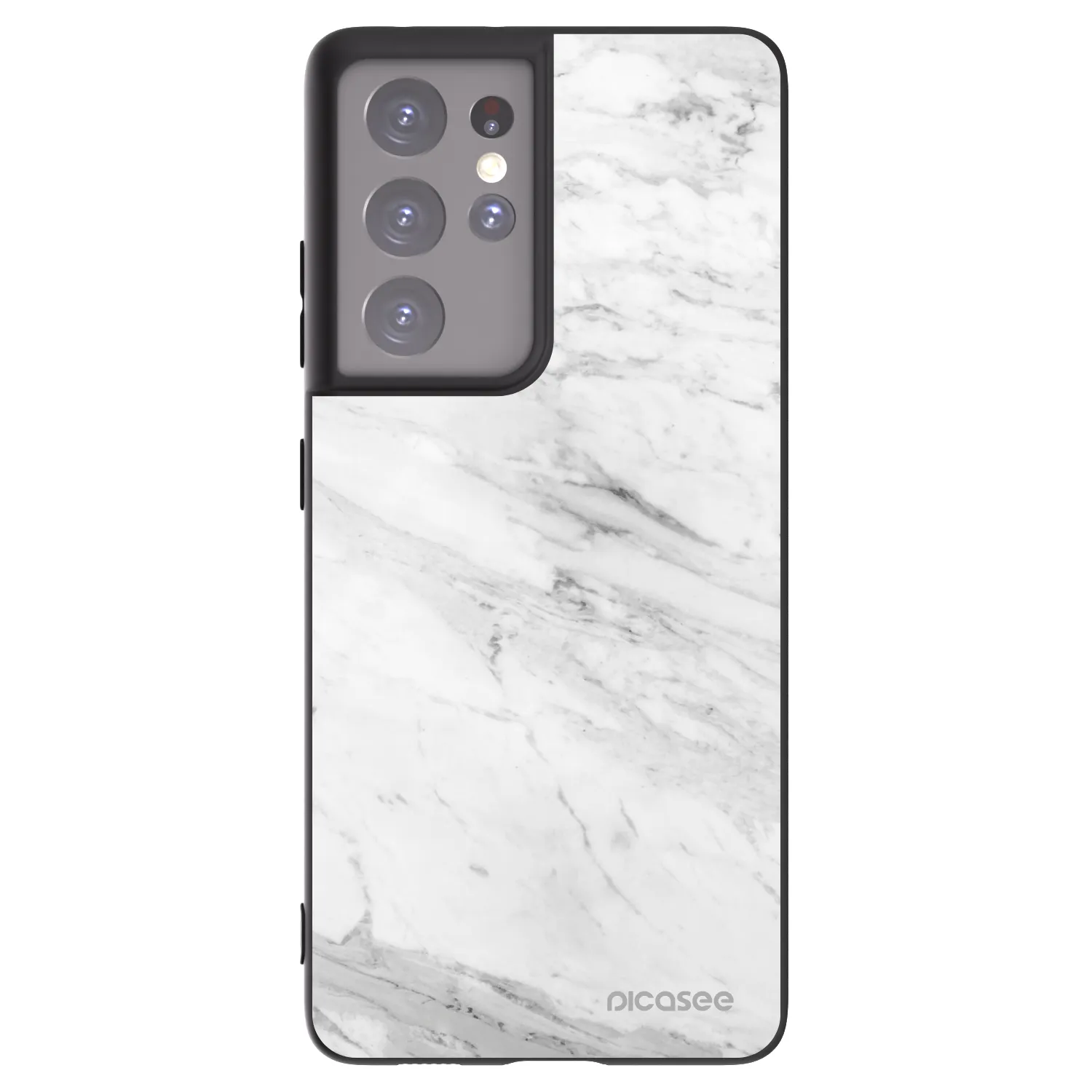 Picasee silikónový čierny obal pre Samsung Galaxy S21 Ultra 5G G998B - White marble